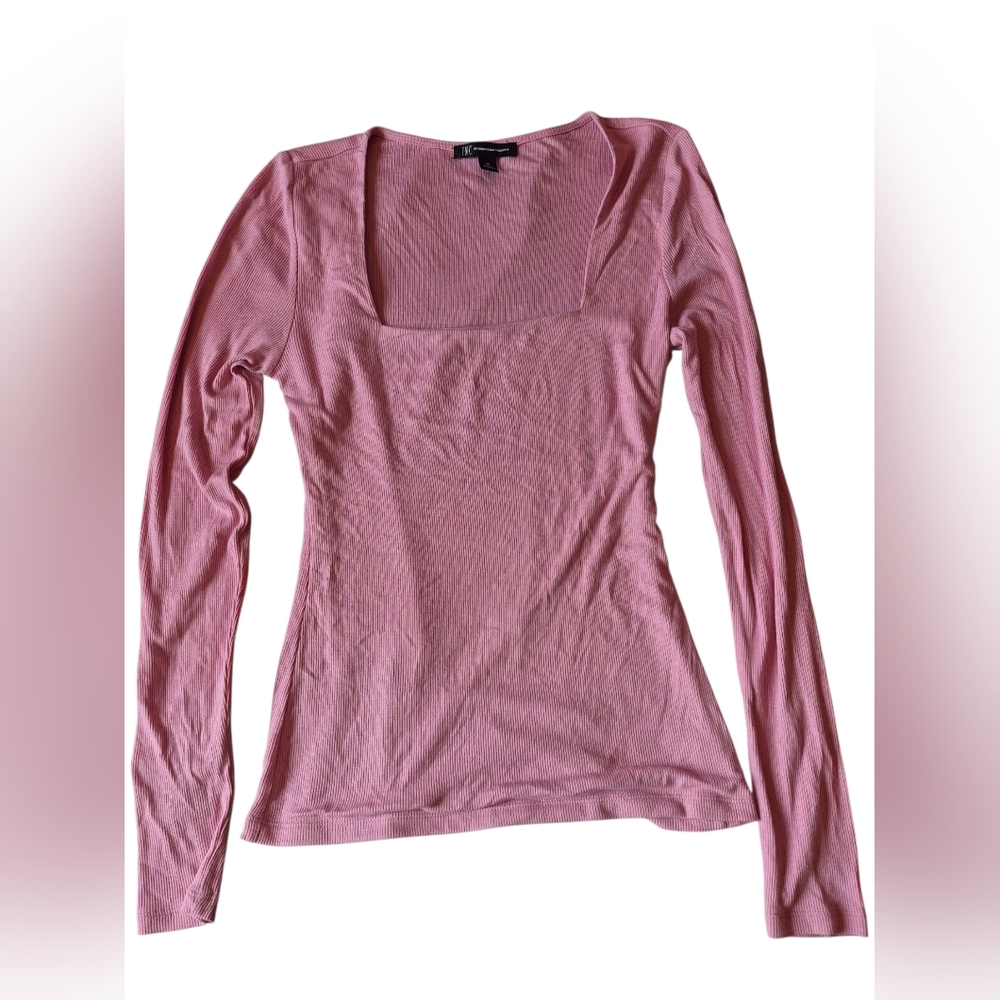 INC International Concepts Pink Ribbed Long Sleeve Blouse